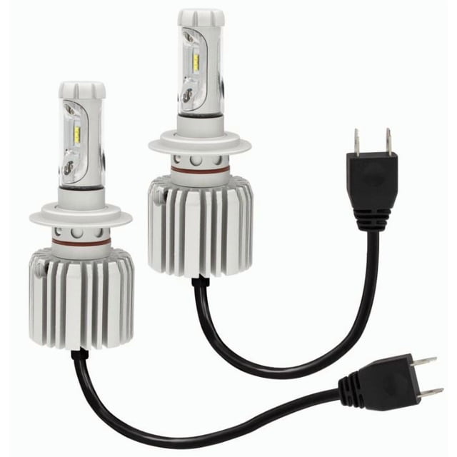 Metra Electronics Headlight Bulb HE-H7LED Heise; H7; LED Bulb; 25 Watt; 9 To 32 Volt; White/Golden Yellow/Light Blue Beam Color; 6000 Lumens; 6500K Light Color Temperature; Set Of 2