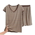 thumbnail image 5 of Censtreet Womens Stripe Pajama Set Short Sleeve 2 Pieces Sleepwear Nightwear Soft Modal Classic Pjs Lounge Sets, 5 of 6