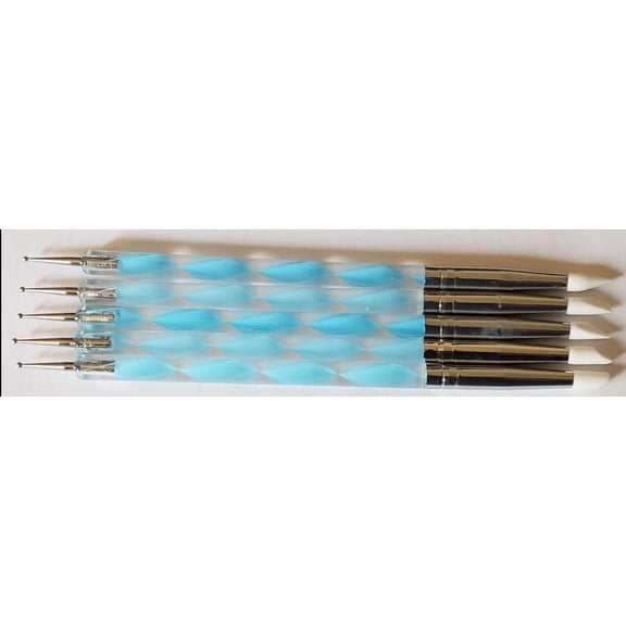 5Pcs 2 Way Nail Art Silicone Tip Pen Brushes Dotting Tools Marbleizing Painting Jargod