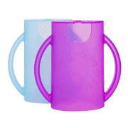 Flipping Holder 2-pack (Purple/Blue) Squeeze-Proof Mess-Free Holder for Food Pouches, Juice Boxes, and Juice Pouches MADE IN USA