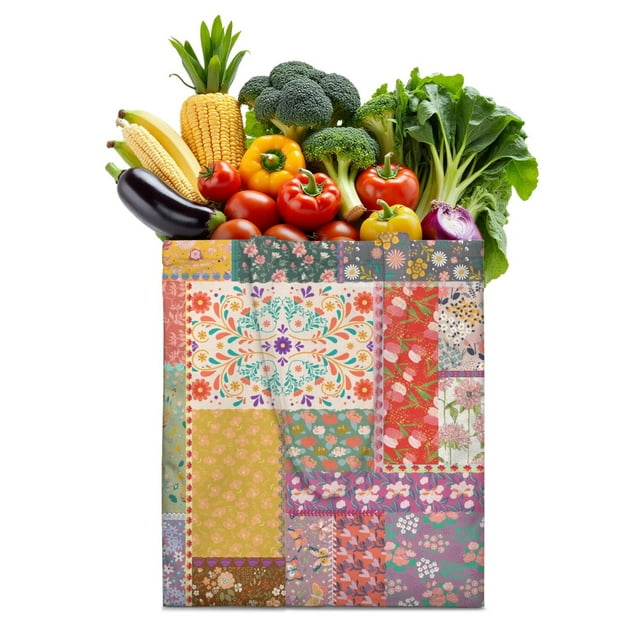 Sac Fourre-Tout en Toile à Rayures Symmétriques – Style Rétro Sac de Courses Réutilisable