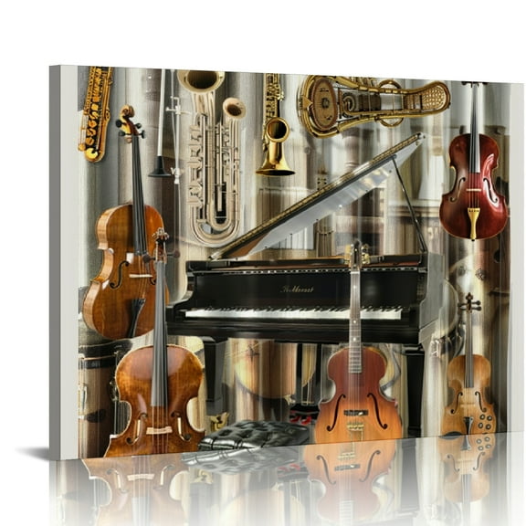 FCXZI Musical Instruments Piano Keyboard Art Modern Canvas Prints Wall Art Decorations Ready To Hang Room Home Art Decor 16x12in