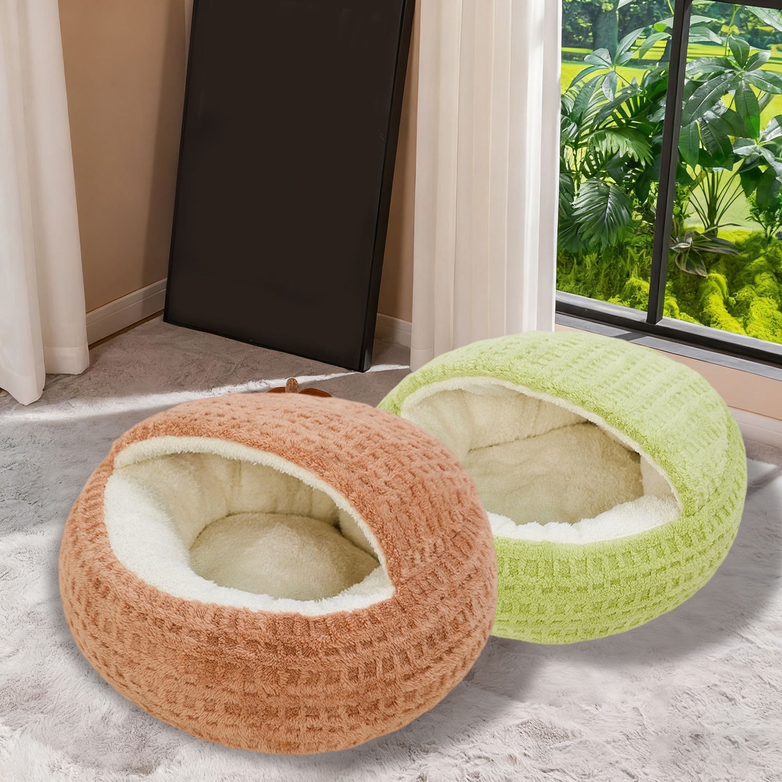 Cozy Hooded Pet Bed for Cats and Small Dogs - Semi Enclosed Warm Indoor Outdoor Warming for Puppy's Comfort and Rest