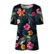 thumbnail image 4 of Tops con estampado de flores de manga corta con cuello redondo para mujer Pompotops  hkajfhjk463031, 4 of 5