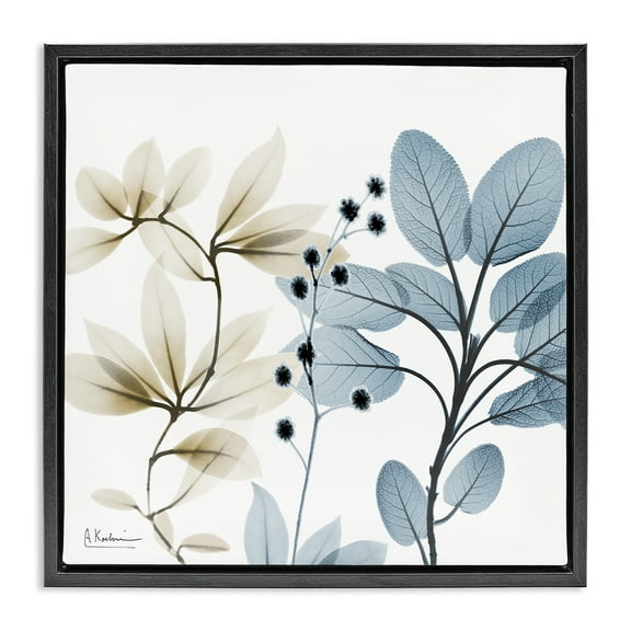 Stupell Industries Modern Herb Sprigs Botanical & Floral Painting Black Floater Framed Canvas Art Print Wall Art, 18 x 18