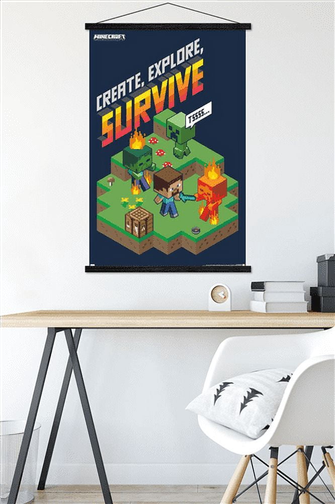 Minecraft - Create, Explore, Survive 2 Wall Poster with Magnetic Frame, 22.375" x 34"