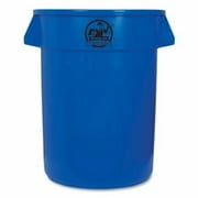 Angle View: 2PK-Genuine Joe Trash Container, 32 Gallon, Heavy-Duty, Blue