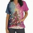 thumbnail image 2 of Wowcloth Women's Short Sleeve V-Neck Scrub Top with Christmas Print Pocket for Work and Daily Use, 2 of 7