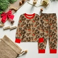thumbnail image 3 of Weebloom Boys Christmas Pajamas Xmas Festive Kids Themed Pajama Cozy Long Sleeve Top Pants Holiday Family Matching Outfits Soft Blend Girls Pjs Boys Loungewear Brown 3-4 Years, 3 of 3