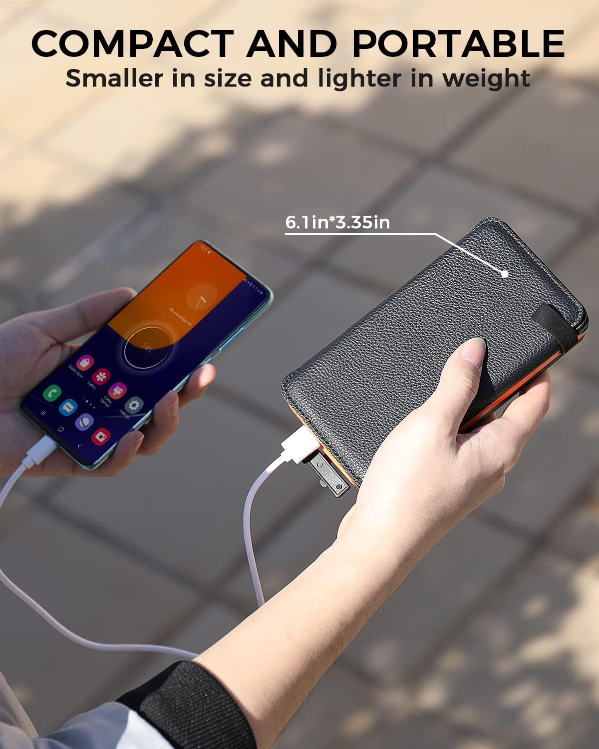 Solar Charger 20000mAh Power Bank, 3 Outputs USB-C Portable Charger with 4 Foldable Solar Panels External Battery Pack for Cell Phone Camping Outdoor
