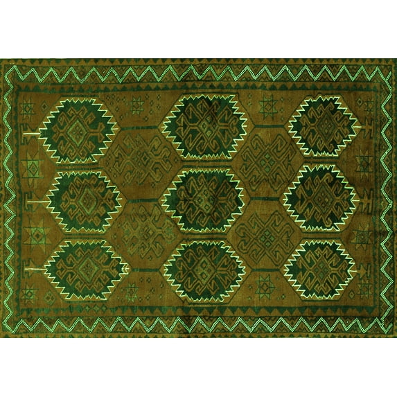 Ahgly Company Indoor Rectangle Persian Green Traditional Area Rugs, 2' x 5'