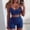 Blue, variant on WEIee Gym Two Piece Sets for Women Workout Sets for Women Sleeveless Split Solid Color Tank Top Elastic High Waist Shorts Tracksuit Suit Fashion Holiday Fitness Sportswear Blue L