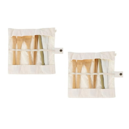Masteelf 2 Sets of Reusable Tableware Convenient Bamboo Tableware for Home (Beige)