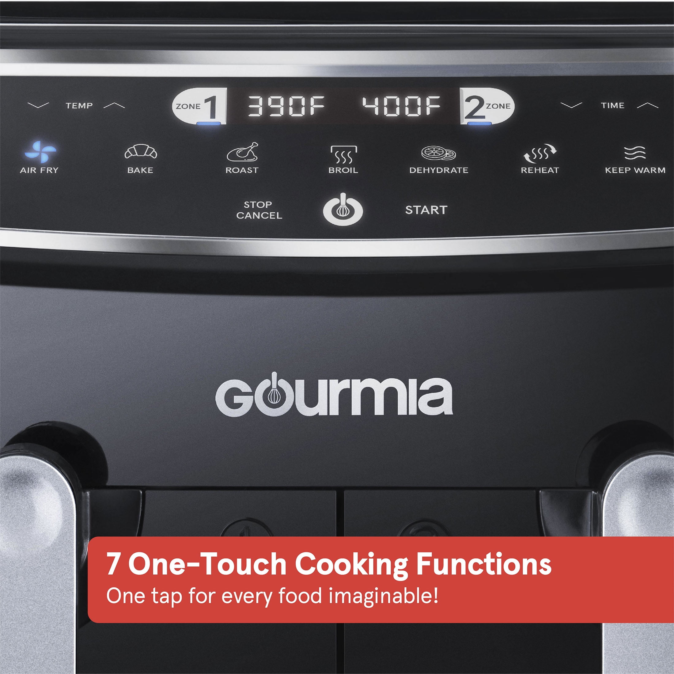 Gourmia 9 Qt 7-in-1 Dual Basket Digital Air Fryer with Smart