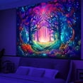 thumbnail image 3 of Simpkeely Blacklight Fantasy Forest Tapestry, UV Reactive Nature Magical Tree Glow Wall Hanging Tapestries for Bedroom, Living Room - 51.2" x 59.1", 3 of 7