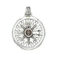 thumbnail image 1 of Sterling Silver 16" .8mm Box Chain Large Compass Rose Blue Topaz Gemstone Pendant Necklace, 1 of 2
