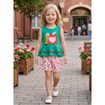 thumbnail image 6 of BemeyourBBs Toddler Baby Girls Back to School Outfit Summer Kindergarten Outfits Baby Girl First Day of School Outfit Cute Apple Pencil Embroidery Sleeveless Tunic Shirt Tops and Floral Shorts Set, 6 of 9