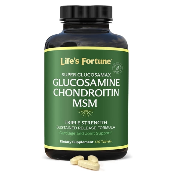 Life's Fortune Super Glucosamax Glucosamine Sulfate Supplement, 120 Tablets, Glucosamine, Joint Support Formula