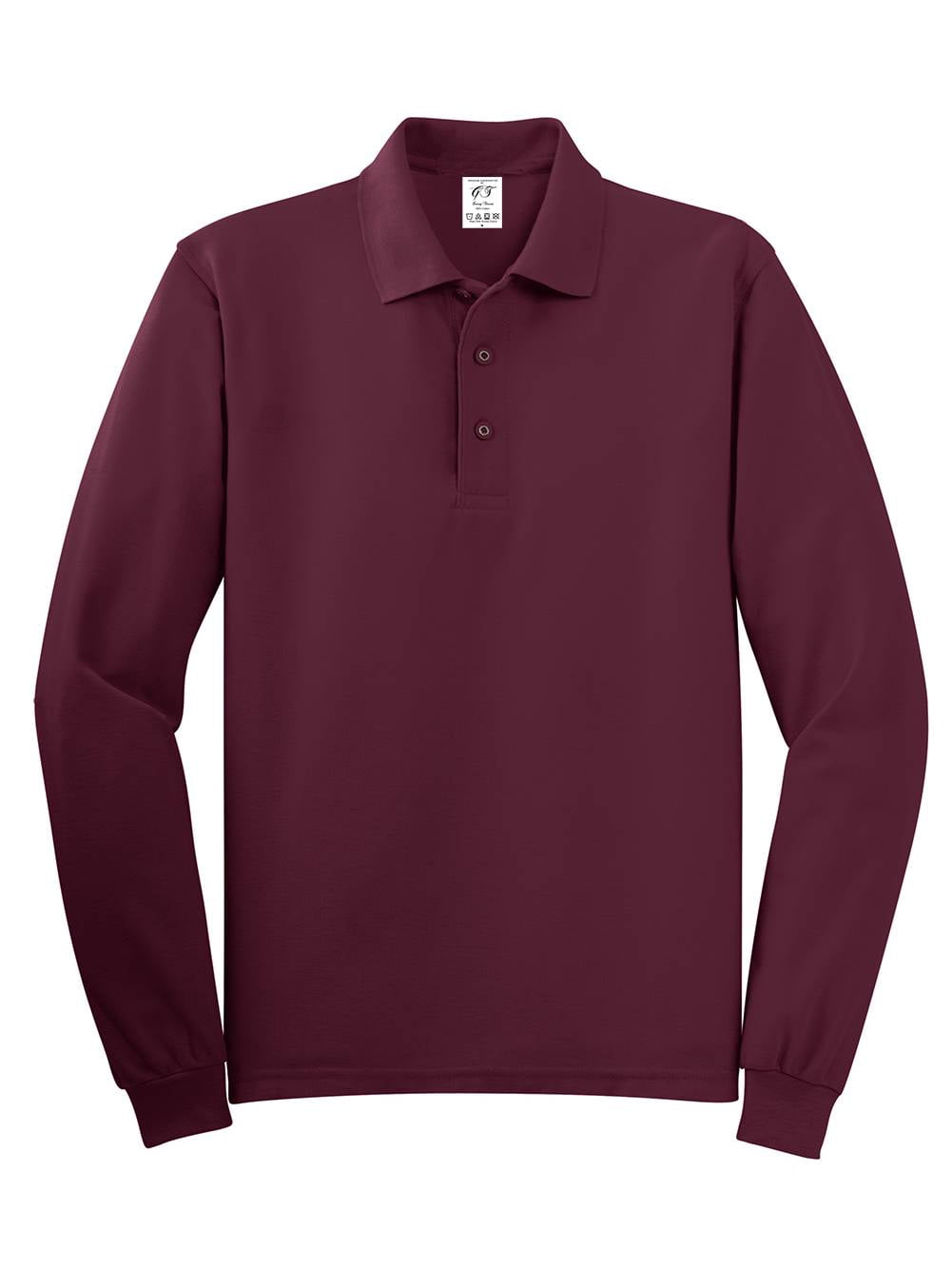 Gravity Threads Long-Sleeve Silk Feel Polo - Burgundy - Small