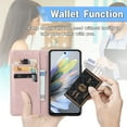 thumbnail image 7 of Allytech for Moto G Power (2025) Wallet Case, Luxury PU Leather with Embossed Pattern, Magnetic Clasp Kickstand Card Cash Slots Shockproof Slim Flip Case with Hand Strap for Women Men, Rosegold, 7 of 7