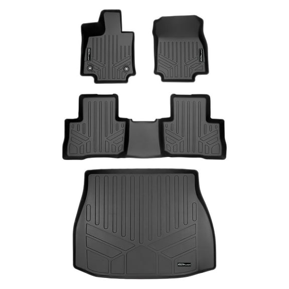 SMARTLINER Custom Fit All Weather Black 2 Row Floor Mat Liners and Cargo Liner Set Compatible With 2021-2025 Toyota Venza