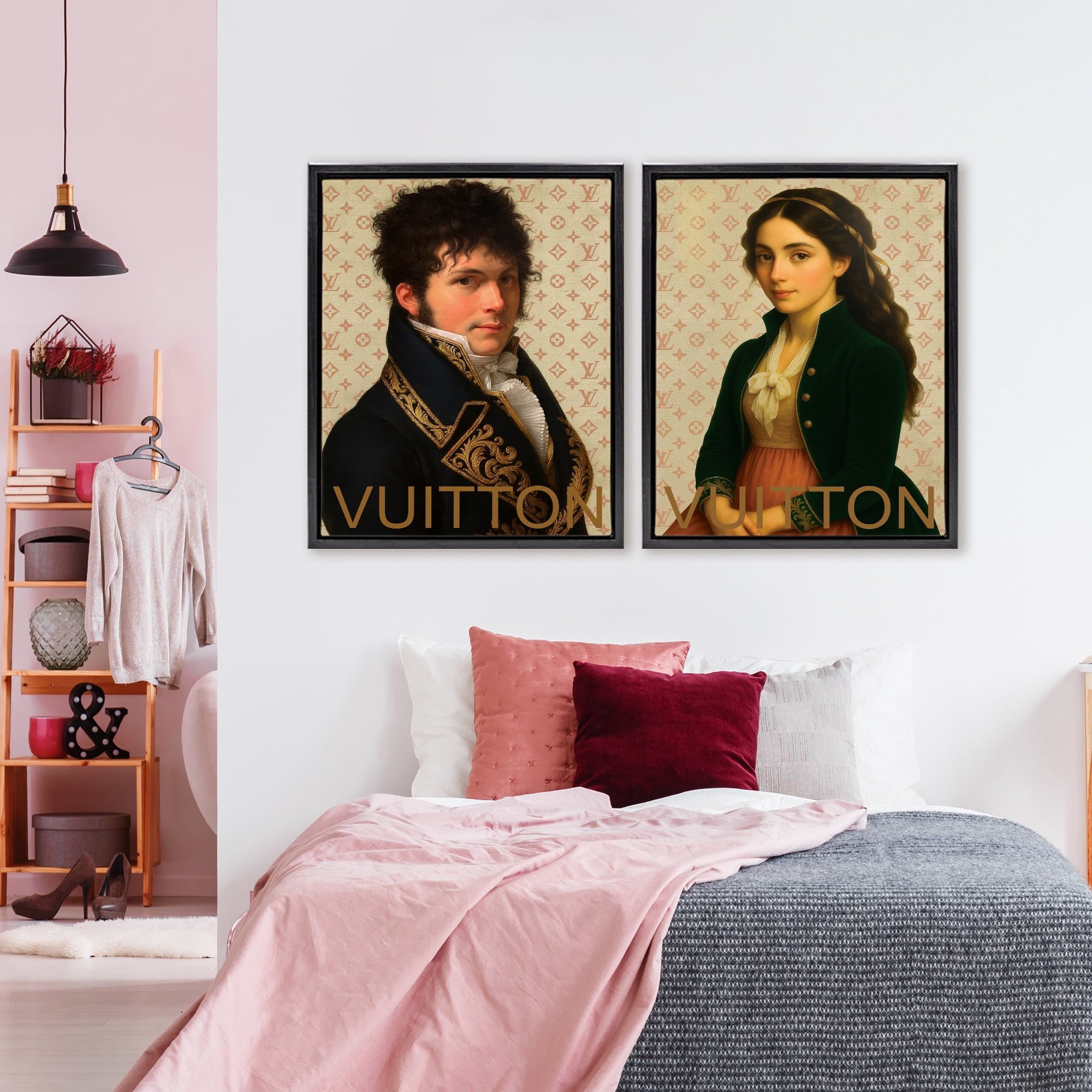 Stupell Industries Glam Fashion Models in Spring 2 Piece Black Framed Floater Canvas Set, design by Grotto Studios