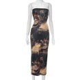 thumbnail image 1 of Nuevo en 2024, vestido de verano para mujer con hombros descubiertos, estampado vintage, sexy, vestido ajustado midi sin tirantes para mujer, 1 of 5