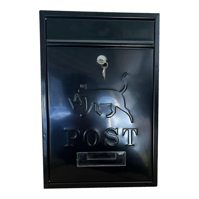 Buzón montado en la pared Postbox Postbox Box Bux Bux para cartas de cartas de cartas de poste de metal para la puerta decorativa de hogar externo al Negro