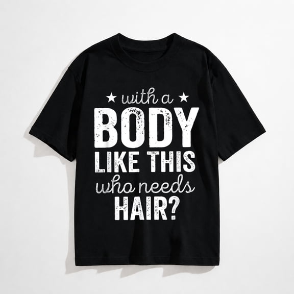 With A Body-Like This Who Needs Hair Bald Guy Dad Grandpa T-Shirt