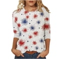 thumbnail image 2 of JTZGDY Womens Independence Day Tops Plus Size Dressy 3/4 Length Seleve American Flag Printed Crewneck Tunic Blouse Trendy Oversized Holiday Patriotic Shirts Multicolor#08 M, 2 of 6