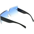 thumbnail image 4 of Oversize Rimless Shield Sunglasses Thick Arms Beveled Gradient Lens 73mm (Black / Blue Gradient), 4 of 4