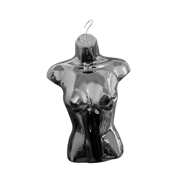 Gancho para colgar ropa con torso de maniquí femenino para tienda minorista Negro
