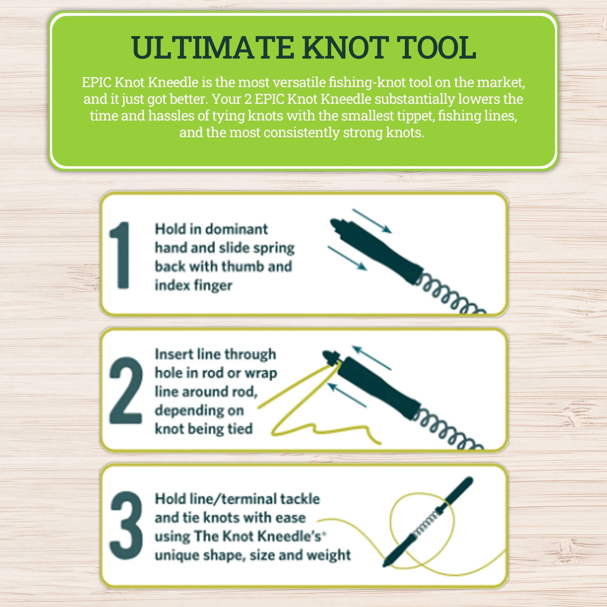 KNOT KNEEDLE Catch Midge Bundle 2 Epic, Fishing Accessories of 2 Zingers, Fly Straightener, Fly Fishing Box, Fishing Knot Tying Tool Tie 25+ Basic and Advanced Knots - 5-Piece Bundle