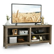 Costway 58" Corner TV Stand 4 Cubby Entertainment Media Console w/ 2 Shelves