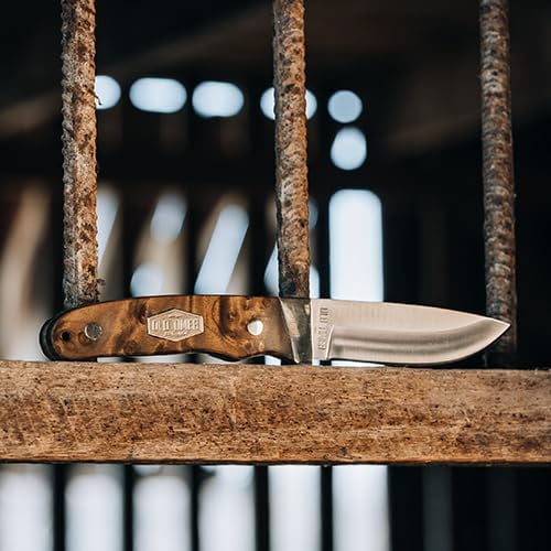 Old Timer Pro Hunter PHW Fixed Blade Knife 3.6" Drop Point Stainless Satin Blade Hardwood Handle Wood