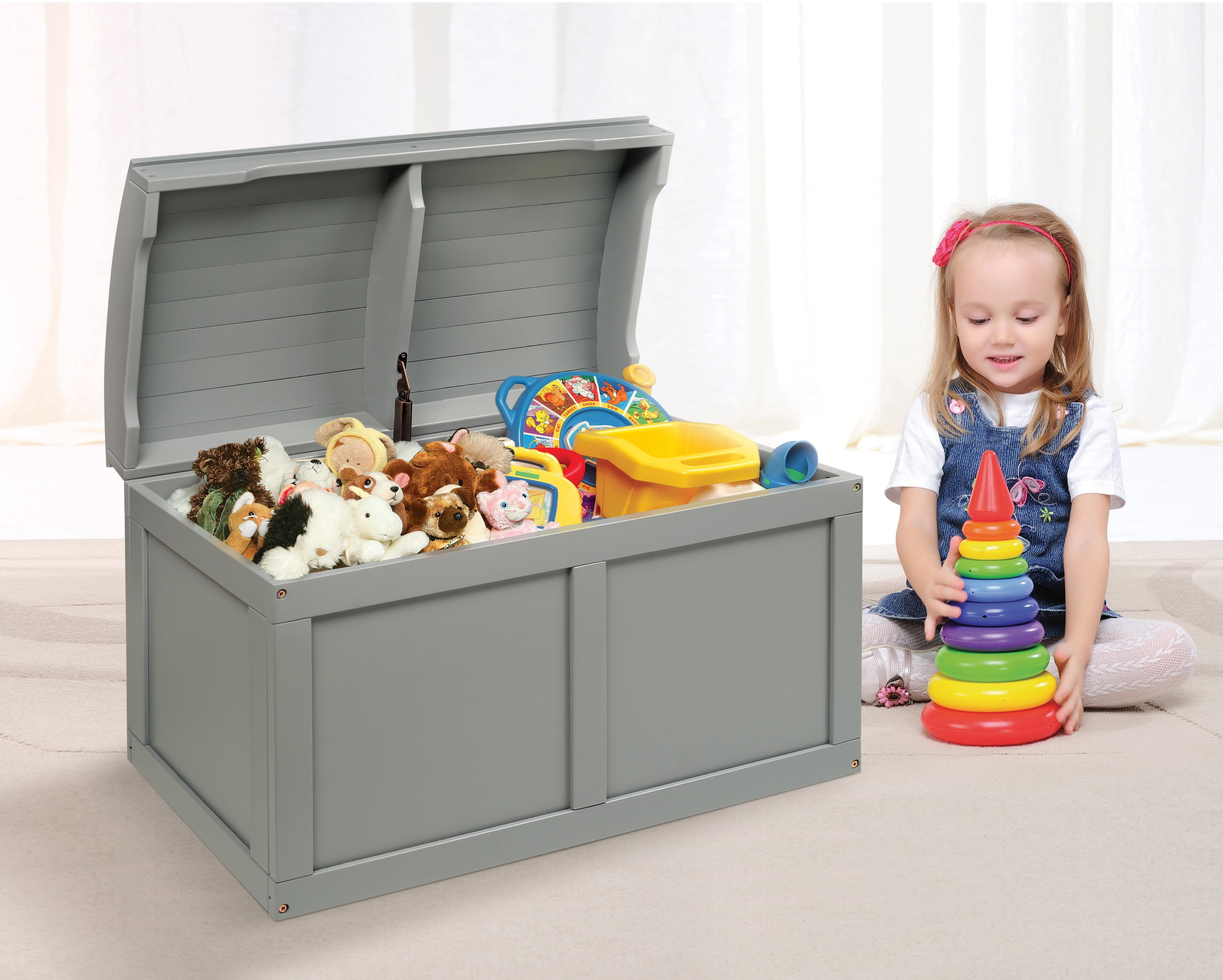 Badger Basket Hardwood Barrel Top Toy Chest - Gray - Walmart.Com