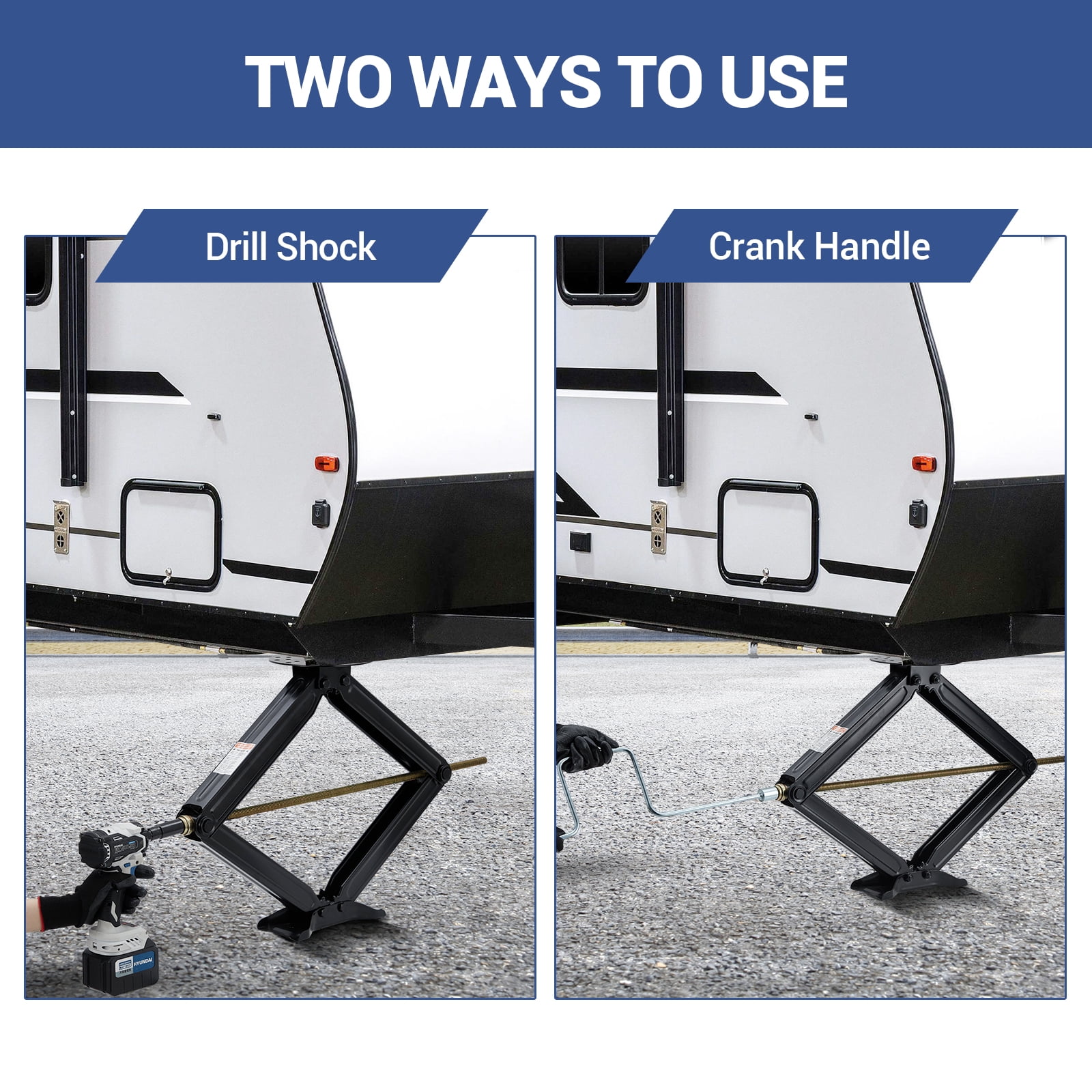 Garvee 7500lb RV Scissor Jacks 4-30" Height , Heavy Duty RV Camper Stabilizer Jacks w/Crank Handle and Drill Socket for Travel Trailer Camper
