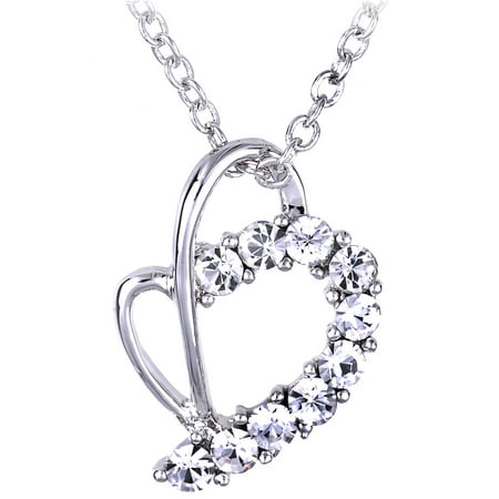 Abstract Heart Necklace - Crystal Elements Clear Colored Abstract Heart Shaped Pendant Necklace