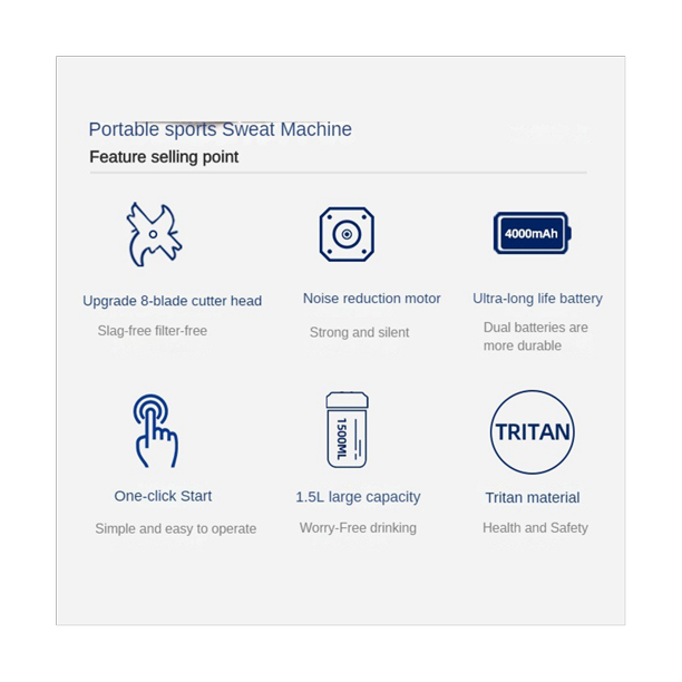 1500ML Portable Sports Juice Machine Powerful Kitchen Juice Blender Cup