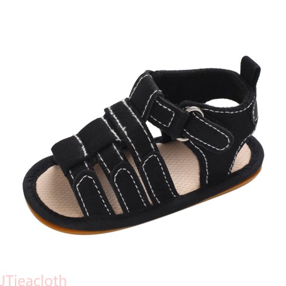 JTieacloth Spring And Summer Children Baby Toddler Shoes Boys And Girls Sandals Flat Bottom Light Open Toe Hook Loop Solid Color Roman Style Lightweight Sandals,Sizes 4 Toddler(0-6 Months)