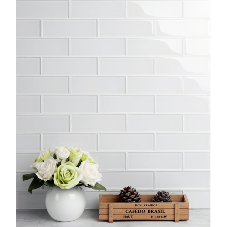 WS Tiles - Premium White 2 in. x 6 in. Glass Subway 12 in. x 12 in. Mesh-Backed Wall Tile (5 sq. ft. / Case) WS Tiles - Premium White 2 in. x 6 in. Glass Subway 12 in. x 12 in. Mesh-Backed Wall Tile (5 sq. ft. / Case)