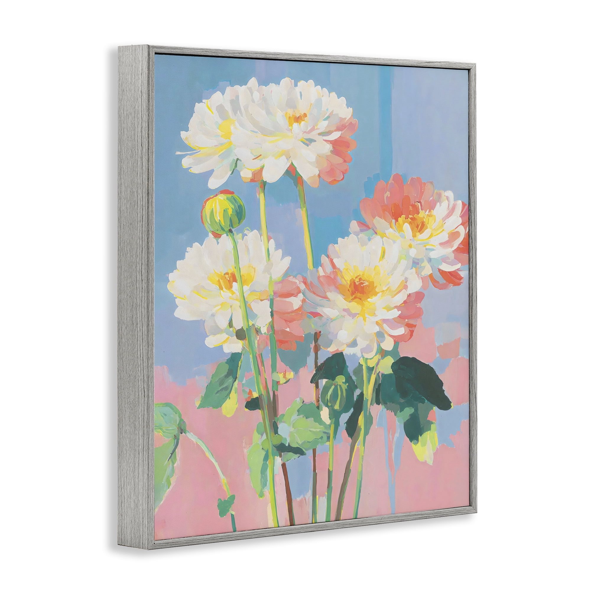 Stupell Industries Colorful Chrysanthemum Impressions Gray Framed Giclee Art, design by Sisi and Seb