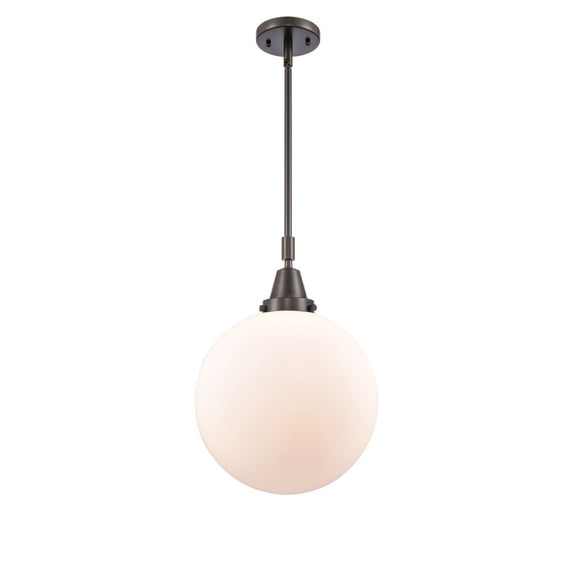 447-1S-OB-G201-12 Innovations Lighting Beacon - 1 Light Stem Hung Mini Pendant-16.13 Inch Tall and 12 Inch Wide-Oil Rubbed Bronze Finish-Matte White