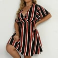 thumbnail image 4 of Aloohaidyvio Dresses Plus Size,Women Plus Size Summer Casual Short Sleeve V Neck Printed Sleeve Dresses Loose Dress, 4 of 6