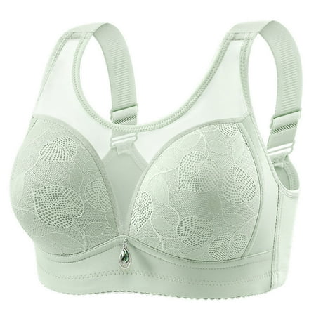 Gnurob Padded T Shirt Bras for Women Push Up Bralettes Lightly Lined Cups Bra No Underwire Brassiere Plus Size Widen Band Bralette Comfort Breathable Underwear Clearance Saving Green 42/95