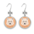 thumbnail image 1 of White Samoyed Dog Pet Animal Bow Earrings Drop Stud Pierced Hook, 1 of 3