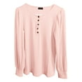 thumbnail image 4 of Duoif Womens Tops Long Sleeve Shirts for Women, Women's Long Sleeve Tops Smocked Puff Sleeve Tops Casual Shirts Blouses Tops for Women Trendy Pink L, 4 of 5