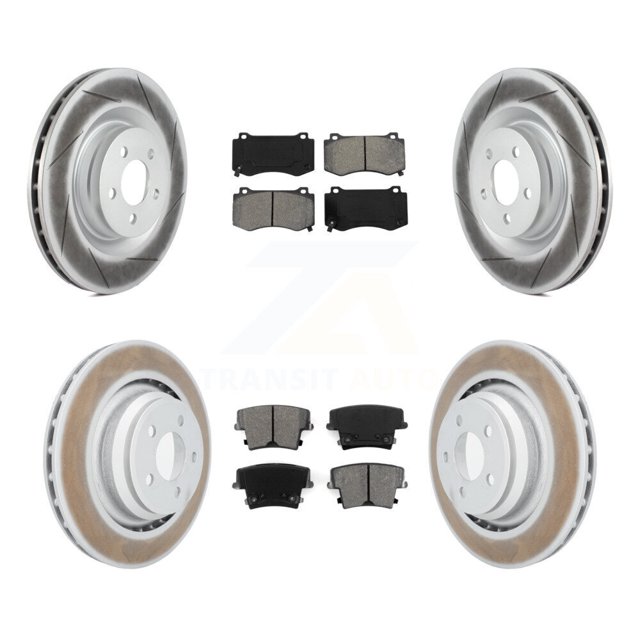 Transit Auto Front Rear Coated Disc Brake Rotors and Semi-Metallic Pads Kit for Car 2015 Dodge Charger R T Scat Pack with 6.4L KGS-100697