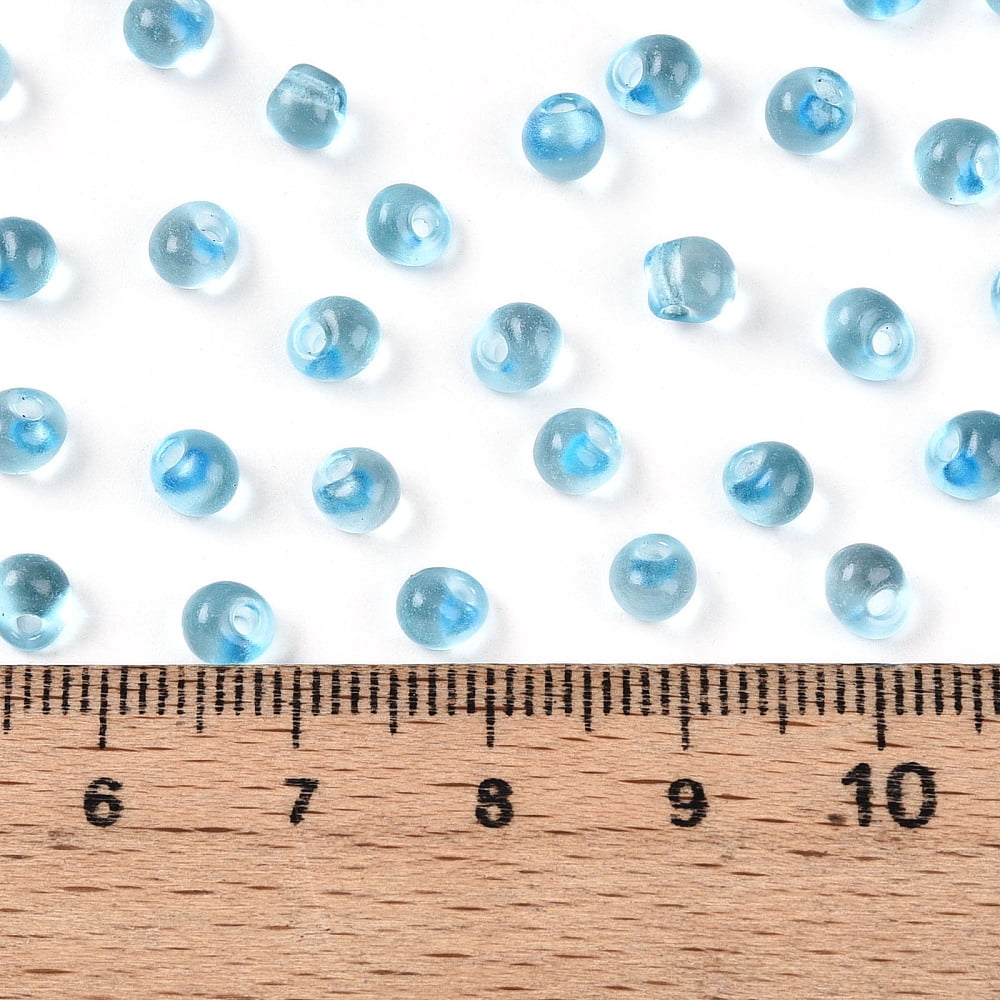 1Pound 3/0 Baking Paint Glass Fringe Seed Beads Teardrop Deep Sky Blue 5x4~4.5x3.5~4mm Hole: 1mm about 4500pcs/pound