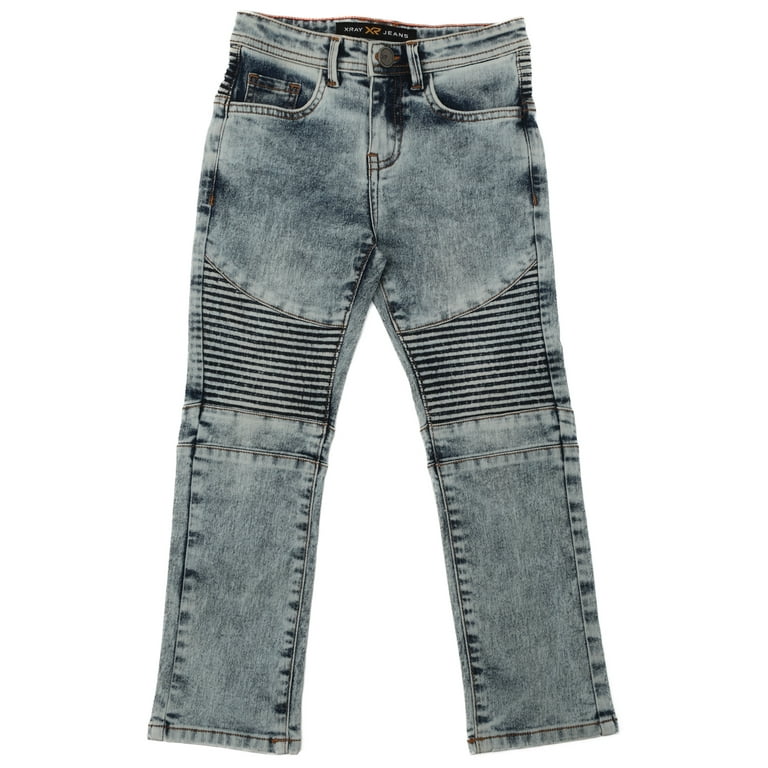X RAY Slim Fit Biker Pants for Big Boys Teen Distressed Skinny Moto Jeans Indigo Size 6